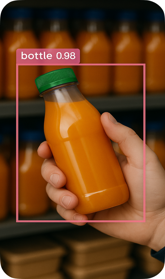 The bottle is in the frame