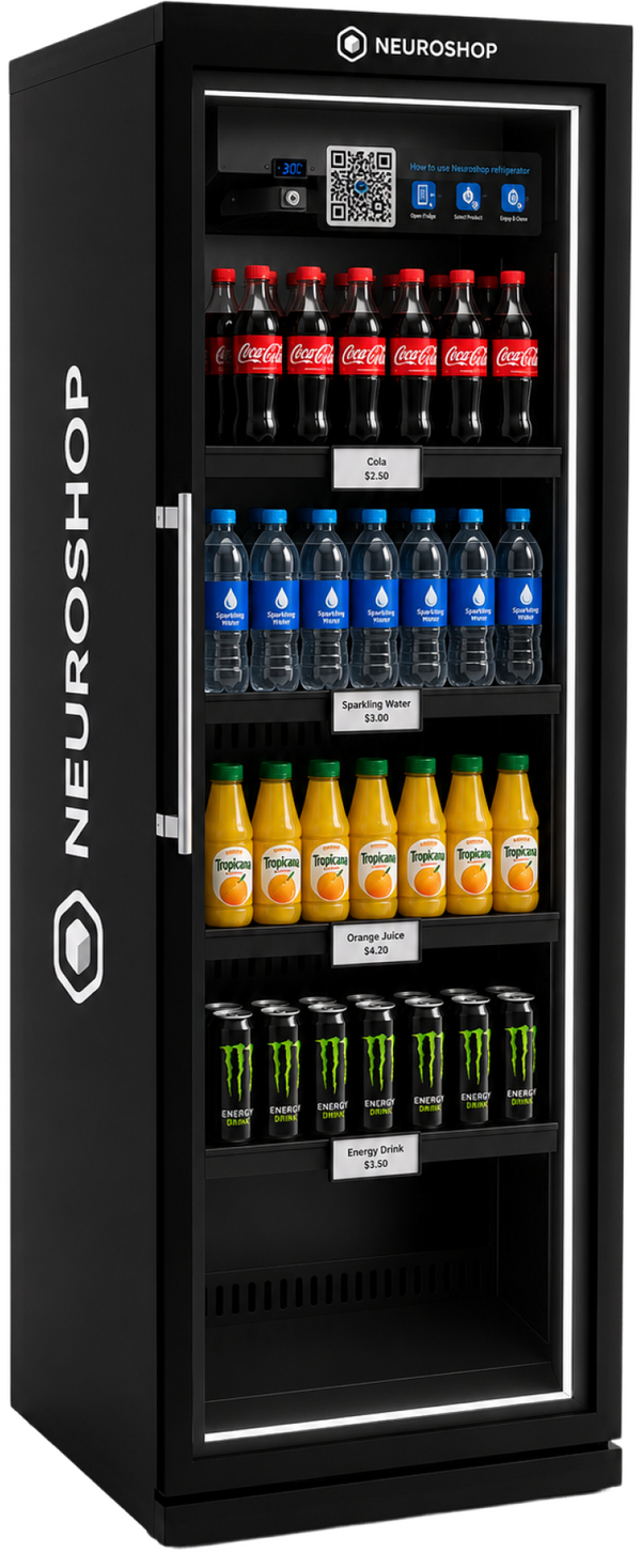 Neuroshop smart fridge with drinks